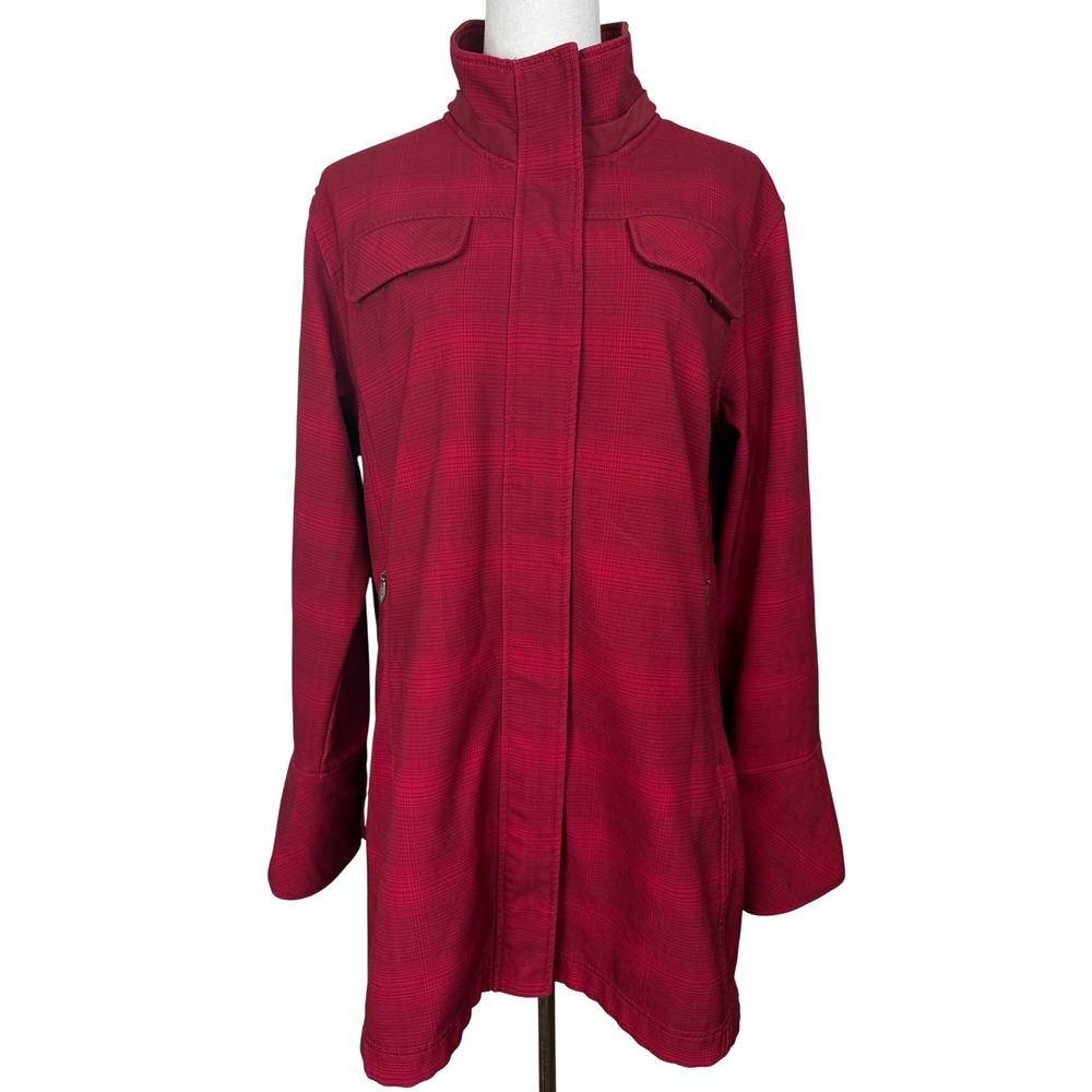 Woolrich Womens Jacket XL Red Heirloom Softshell Fleece Lined Full Zip 15231